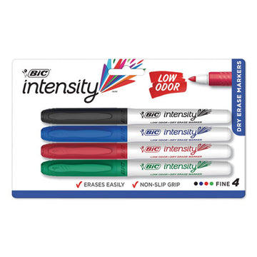 BIC® Intensity Low Odor Fine Point Dry Erase Marker, Fine Bullet Tip, Assorted Colors, 4-set freeshipping - TVN Wholesale